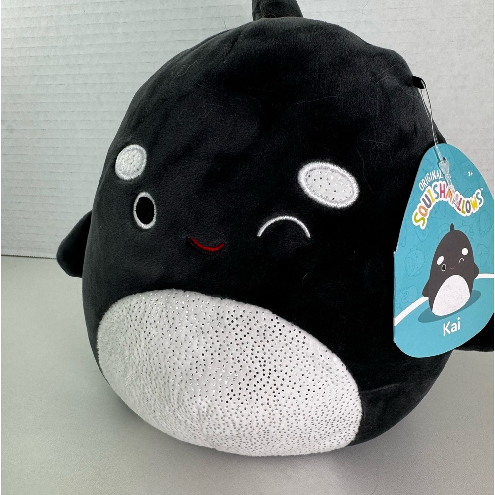 Squishmallow 8" Kai Killer Whale Corduroy Black White Orca Sea Plush W/ Tag